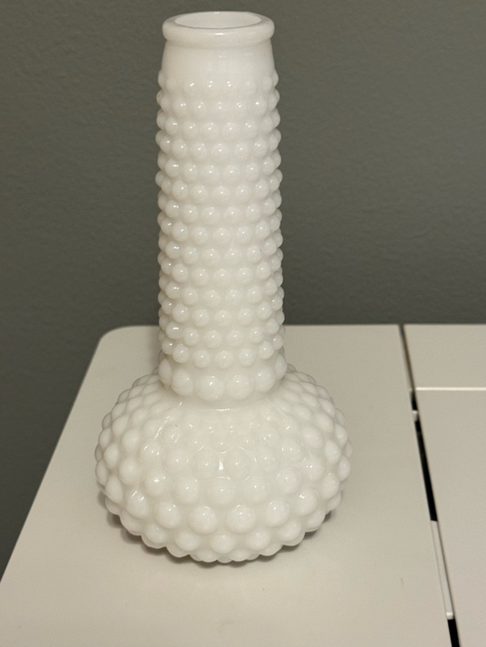 Vintage White Hobnail Milk Glass Bud Vase
